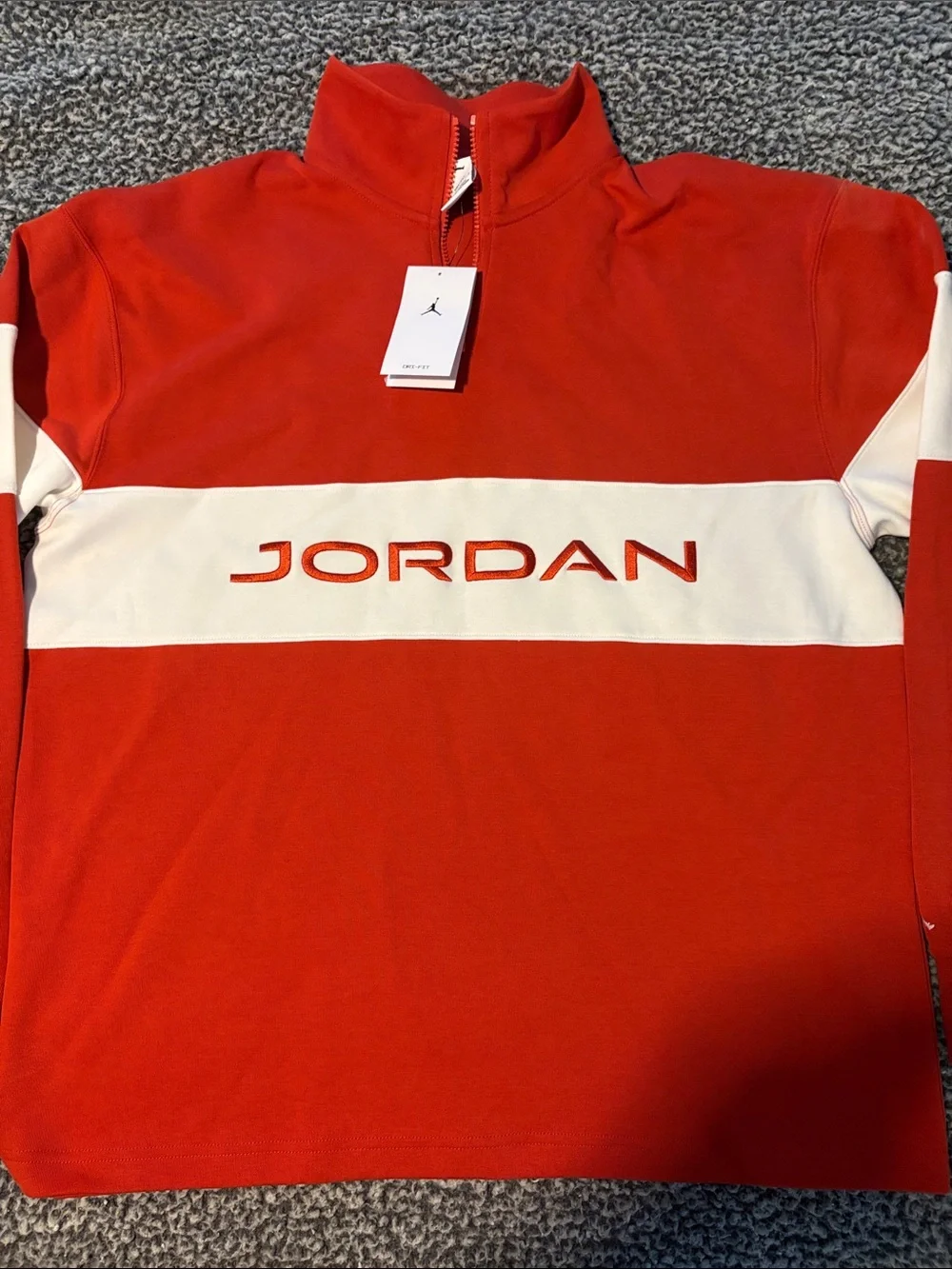 Nike Jordan’s Men’s Size L 1/4 Zip Rugby Style Pullover Red/White NWT!
